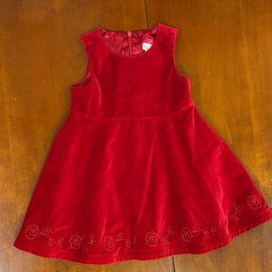 The Children's Place Red Floral Velvet Cotton Girls Dress